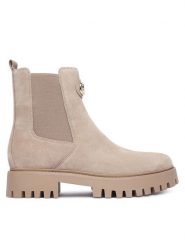 Guess Sztyblety FLTF2D SUE10 Beżowy jasny. Brązowe botki Guess, z aplikacjami, ze skóry, bez obcasa, na płaskiej podeszwie, bez zapięcia. Za 674.99 zł.