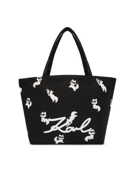 KARL LAGERFELD Torebka B1W50053 Czarny. Czarne shopper KARL LAGERFELD, bez wzorów, z materiału, bez dodatków. Za 339.99 zł.