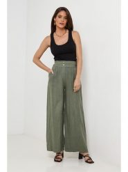 Lin Passion Lniane spodnie w kolorze khaki rozmiar: 34/36. Brązowe spodnie materiałowe Lin Passion, bez wzorów, ze lnu, z standardowym stanem. Za 130.99 zł.