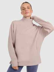 4F Bluza dresowa do jogi i pilatesu damska - beżowa M. Brązowe bluzy 4f, l, bez wzorów, z bawełny, bez kaptura. Za 199.99 zł.