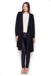 Czarny Sweter - Narzutka z wolnymi Połami. Czarne swetry Figl, l, bez wzorów, z elastanu, bez ramiączek. Za 239.00 zł.