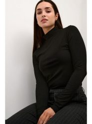Kaffe Koszulka w kolorze czarnym rozmiar: XL. Czarne bluzki Kaffe, xl, bez wzorów, prążkowane, bez kołnierzyka, bez ramiączek. Za 83.62 zł.
