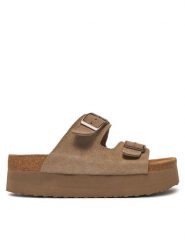 DeeZee Klapki DZ-C1 Brązowy. Brązowe klapki DeeZee, bez wzorów, ze skóry, bez obcasa. Za 159.99 zł.