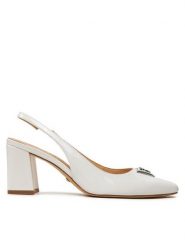 Guess Sandały Valinda FLTVAL PAF05 Écru. Sandały Guess, z aplikacjami, ze skóry, bez obcasa, na słupku, bez zapięcia. Za 379.99 zł.