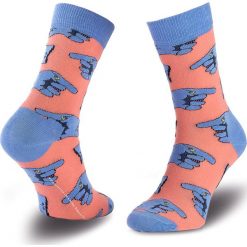 Skarpety Wysokie Unisex HAPPY SOCKS - BEA01-3000 Niebieski Różowy. Czerwone skarpety Happy Socks, bez wzorów, z bawełny. W wyprzedaży za 19.00 zł.
