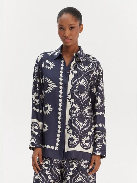 Weekend Max Mara Koszula Lastra 2615191011 Granatowy Relaxed Fit. Niebieskie koszule Weekend Max Mara, bez wzorów, z jedwabiu, bez kołnierzyka, bez ramiączek. Za 1,639.00 zł.