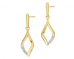 Kolczyki z żółtego złota z diamentami - 0,05 ct - próba 585. Żółte kolczyki Apart, z diamentem, złote. Za 2,659.00 zł.