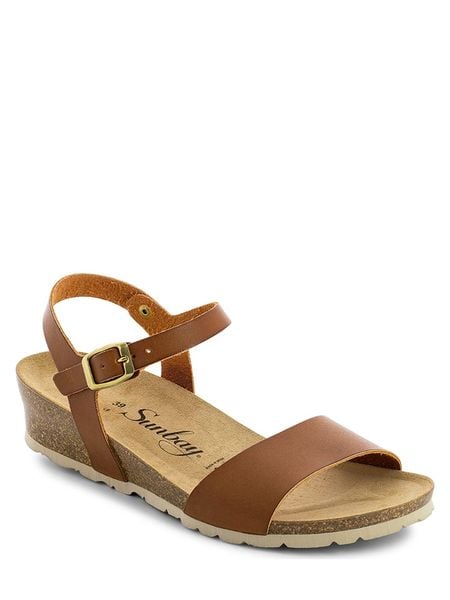 Sunbay Sandały "Esperance" w kolorze jasnobrązowym na koturnie rozmiar: 36. Brązowe sandały Sunbay, bez wzorów, z otwartym noskiem, bez obcasa, na koturnie, bez zapięcia. Za 100.75 zł.