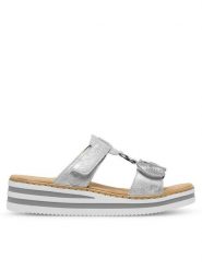 Rieker Klapki V02K3-40 Srebrny. Szare klapki Rieker, bez wzorów, z syntetyku, bez obcasa. Za 309.99 zł.