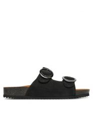 Caprice Klapki 9-27403-44 Czarny. Czarne klapki Caprice, bez wzorów, z nubiku, bez obcasa. Za 223.99 zł.