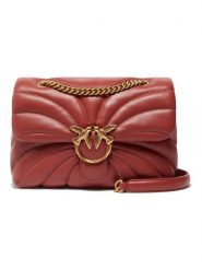 Pinko Skórzana torebka w kolorze bordowym - 26 x 19 x 11 cm rozmiar: onesize. Czerwone torby na ramię Pinko, bez wzorów, z materiału, na ramię, pikowane, bez dodatków. Za 924.63 zł.