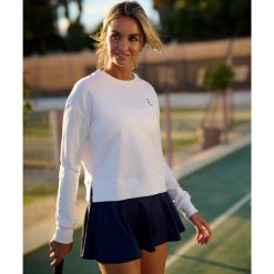 Bluza sportowa damska ekologiczna. Białe bluzy NORDICDOTS, l, bez wzorów, z bawełny, bez kaptura. Za 275.00 zł.