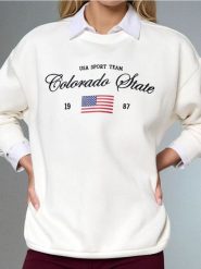 Bluza - kremowy. Białe bluzy Sinsay, l, bez wzorów, bez kaptura. Za 39.99 zł.