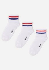 Białe 3-pack Skarpety za Kostkę z Bawełną Anlo. Białe skarpety Born2be, bez wzorów, z bawełny. Za 29.99 zł.