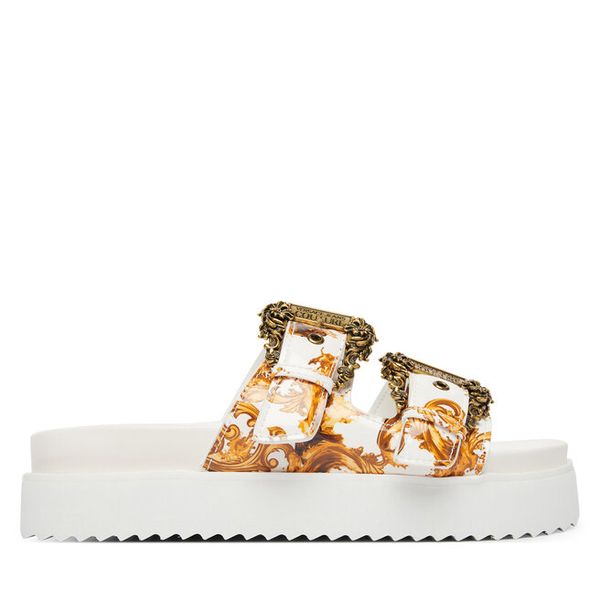 Klapki Versace Jeans Couture. Żółte klapki Versace Jeans Couture, bez wzorów, z jeansu, bez obcasa. Za 799.99 zł.