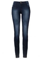 Jeansy skinny ze stretchem, mid waist. Niebieskie jeansy bonprix, bez wzorów. Za 82.99 zł.