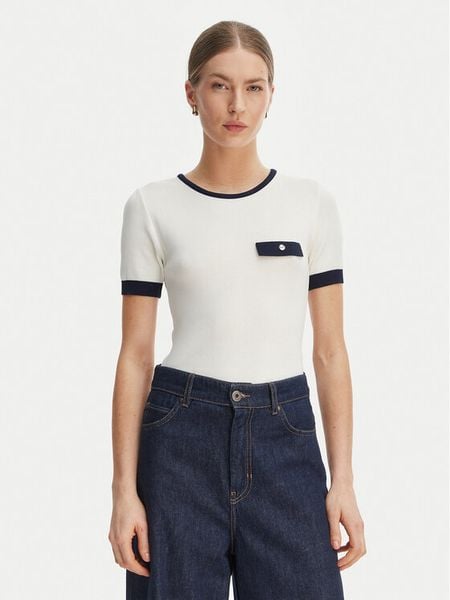 Rinascimento Bluzka CFM0012253003 Biały Slim Fit. Białe bluzki Rinascimento, l, bez wzorów, z syntetyku, bez kołnierzyka, bez ramiączek. Za 205.99 zł.