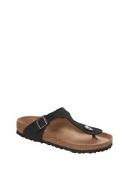 Birkenstock Japonki "Gizeh" w kolorze czarnym rozmiar: 40. Czarne klapki Birkenstock, bez wzorów, z otwartym noskiem, bez obcasa. Za 297.17 zł.