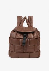 Brązowy Pikowany Plecak w Stylu Puffer z Klapą i Ściągaczem Ruvitte. Brązowe plecaki Born2be, bez wzorów, z dzianiny. Za 149.99 zł.