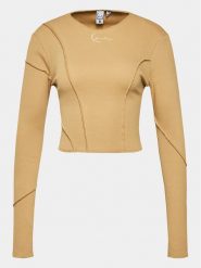 Karl Kani Bluzka Small Signature Rib 6162373 Beżowy Slim Fit. Brązowe bluzki Karl Kani, m, bez wzorów, z bawełny, bez kołnierzyka, bez ramiączek. Za 179.99 zł.