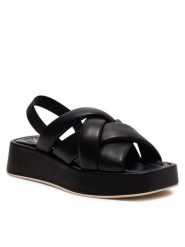 Pollini Sandały SA16266I1ITE0000 Czarny. Czarne sandały Pollini, bez wzorów, ze skóry, bez obcasa, na płaskiej podeszwie, bez zapięcia. Za 1,519.00 zł.