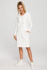 Sukienka jak długa bluza z kapturem ecru bawełna premium. Sukienki MOE, na co dzień, na jesień, l, z aplikacjami, z bawełny, sportowe, z asymetrycznym kołnierzem, bez ramiączek, maxi, asymetryczne. Za 329.00 zł.