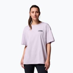 Koszulka trekkingowa damska Columbia Rolling Bend Graphic Oversized Tee. Fioletowe bluzki Columbia, bez wzorów, casualowe, bez kołnierzyka, bez ramiączek. Za 109.99 zł.
