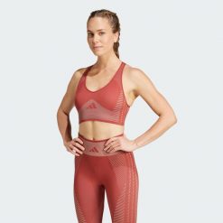 Biustonosz AEROKNIT Training Light Support. Czerwone bielizna sportowa Adidas, xl, bez wzorów. W wyprzedaży za 114.50 zł.