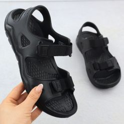Sandały lekkie piankowe na rzepy czarne Big Star RR274A512. Czarne sandały Big Star, bez wzorów, z materiału, retro, bez obcasa, bez zapięcia. Za 55.00 zł.