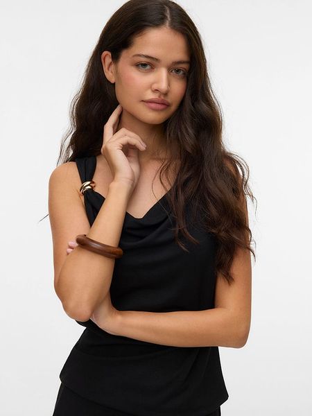 Vero Moda Bluzka w kolorze czarnym rozmiar: XL. Czarne bluzki Vero Moda, xl, z aplikacjami, bez kołnierzyka, bez ramiączek. Za 90.95 zł.