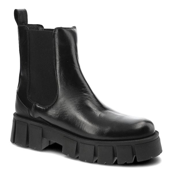 Czarne Botki Carinii Wygodne Skórzane Buty. Czarne botki Carinii, bez wzorów, ze skóry, bez obcasa, bez zapięcia. Za 433.99 zł.