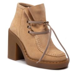 Botki Simple. Brązowe botki Simple, bez wzorów, bez obcasa, na słupku, bez zapięcia. Za 599.00 zł.