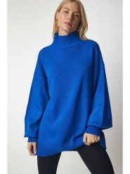Happiness Istanbul Sweter w kolorze niebieskim rozmiar: onesize. Niebieskie swetry Happiness Istanbul, bez wzorów, ze splotem, bez ramiączek. Za 82.05 zł.
