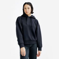 Bluza z kapturem damska Elementals. Czarne bluzy DECATHLON, xl, bez wzorów, z bawełny, z kapturem. Za 169.99 zł.