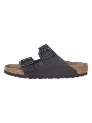 Birkenstock Skórzane klapki "Arizona" w kolorze czarnym rozmiar: 45. Czarne klapki Birkenstock, bez wzorów, ze skóry, bez obcasa. Za 503.95 zł.