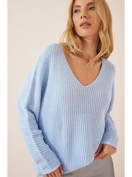 Happiness Istanbul Sweter w kolorze błękitnym rozmiar: onesize. Niebieskie swetry Happiness Istanbul, bez wzorów, bez ramiączek. Za 101.23 zł.