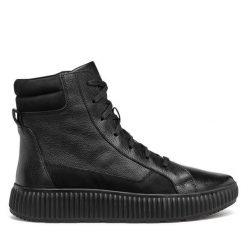 Botki Geox. Czarne botki Geox, bez wzorów, bez obcasa, na płaskiej podeszwie, bez zapięcia. Za 569.99 zł.