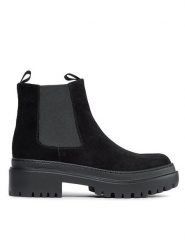 Pollini Sztyblety SA21204G0HTI0000 Czarny. Czarne botki Pollini, bez wzorów, ze skóry, bez obcasa, na płaskiej podeszwie, bez zapięcia. Za 1,519.00 zł.