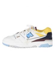 New Balance Skórzane sneakersy "BB550NCF" w kolorze biało-niebiesko-żółtym rozmiar: 42. Białe trampki New Balance, bez wzorów, bez zapięcia. Za 211.31 zł.