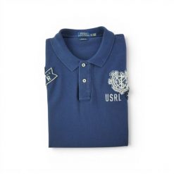 Koszulka damska Polo Ralph Lauren z krótkim rękawem. Niebieskie koszulki polo RALPH LAUREN, l, bez wzorów, bez kołnierzyka, bez ramiączek. Za 170.36 zł.