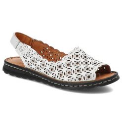 Białe Sandały Artiker Damskie Modne Skórzane Buty. Białe sandały Artiker, bez wzorów, ze skóry, eleganckie, bez obcasa, bez zapięcia. Za 239.00 zł.