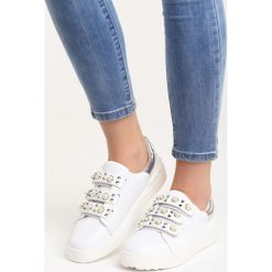 Biało-Srebrne Buty Sportowe No Alibi. Białe obuwie sportowe Born2be, bez zapięcia. Za 49.99 zł.