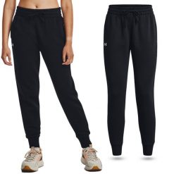 Spodnie dresowe damskie Under Armour Rival Fleece joggery. Czarne spodnie sportowe Under Armour, xl, bez wzorów, z dresówki. Za 234.25 zł.