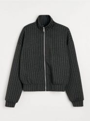 Bluza w paski z domieszką wiskozy - szary. Szare bluzy sportowe Sinsay, l, bez wzorów, z wiskozy, bez kaptura. Za 59.99 zł.