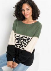 Sweter oversize. Czarne swetry bonprix, bez wzorów, bez ramiączek. Za 99.99 zł.