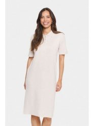 SAINT TROPEZ Sukienka dzianinowa w kolorze kremowym rozmiar: M. Brązowe sukienki Saint Tropez, na co dzień, m, bez wzorów, z dzianiny, klasyczne, bez kołnierzyka, bez ramiączek, midi, proste. Za 126.99 zł.