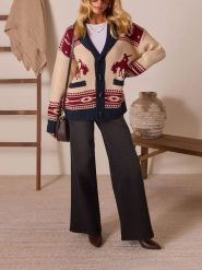 Milan Kiss Kardigan w kolorze kremowo-granatowo-czerwonym rozmiar: XL. Brązowe kardigany Milan Kiss, xl, bez wzorów, ze splotem. Za 217.99 zł.