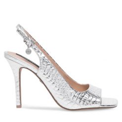 Sandały Nine West. Szare sandały Nine West, bez wzorów, bez obcasa, na szpilce, bez zapięcia. Za 239.99 zł.