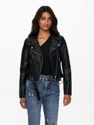 ONLY Kurtka z imitacji skóry Vera 15232135 Czarny Regular Fit. Czarne kurtki Only, s, bez wzorów, ze skóry, bez kaptura. Za 299.99 zł.