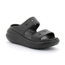 Klapki damskie na platformie Crocs CRUSH. Czarne klapki Crocs, bez wzorów, bez obcasa, na platformie. W wyprzedaży za 199.00 zł.